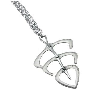 Vtg 1975 Sarah Coventry FLIGHT Textured Silver Tone Abstract Pendant Necklace